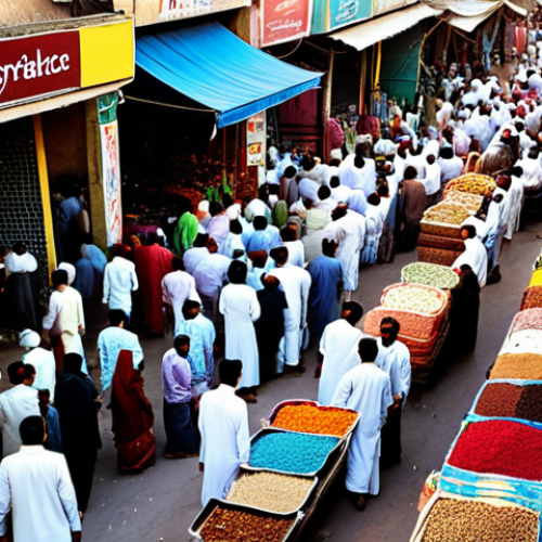 Home 12 **A bustling Karachi marketplace:** "Vibrant scene of a crowded bazaar in Karachi, Pakistan. Vendors selling colorful fabrics, spices, and traditional handicrafts. People in modest shalwar kameez are bargaining and interacting. Golden sunlight, detailed textures, safe for work, appropriate content, fully clothed, family-friendly, professional photography, perfect anatomy."